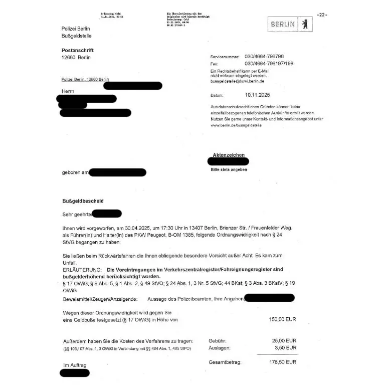 Bußgeldbescheid prüfen