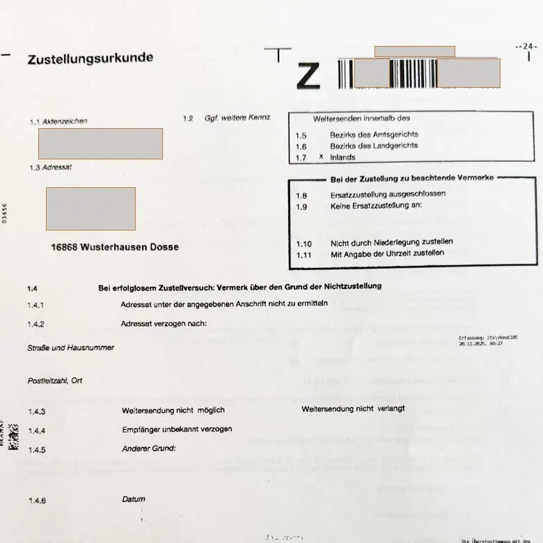 Postzustellurkunde
