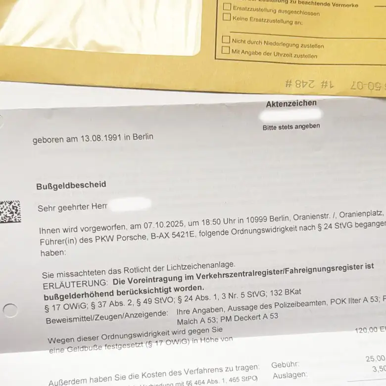 bussgeldbescheid erhalten